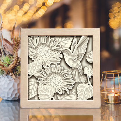 Sunflowers With Hummingbird – 3D Shadow Box SVG File for Cricut & Silhouette