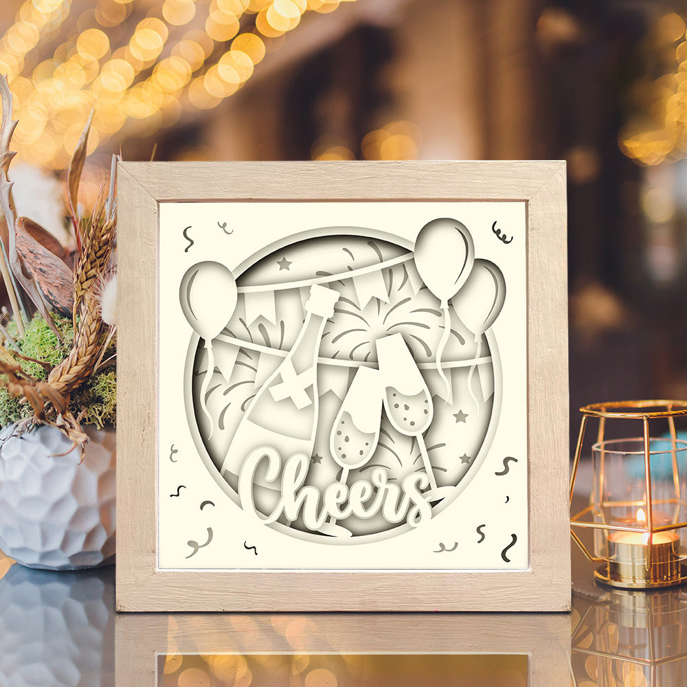 Champagne Cheers – 3D Shadow Box SVG File for Cricut & Silhouette