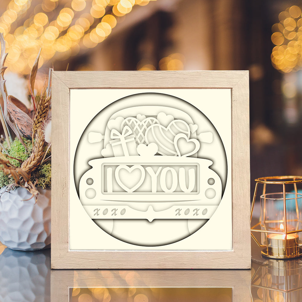 Love Truck 2 – 3D Valentine Paper Cut Shadow Box File - Cricut File - (8x8 inches) - VEKTOR KRAFT