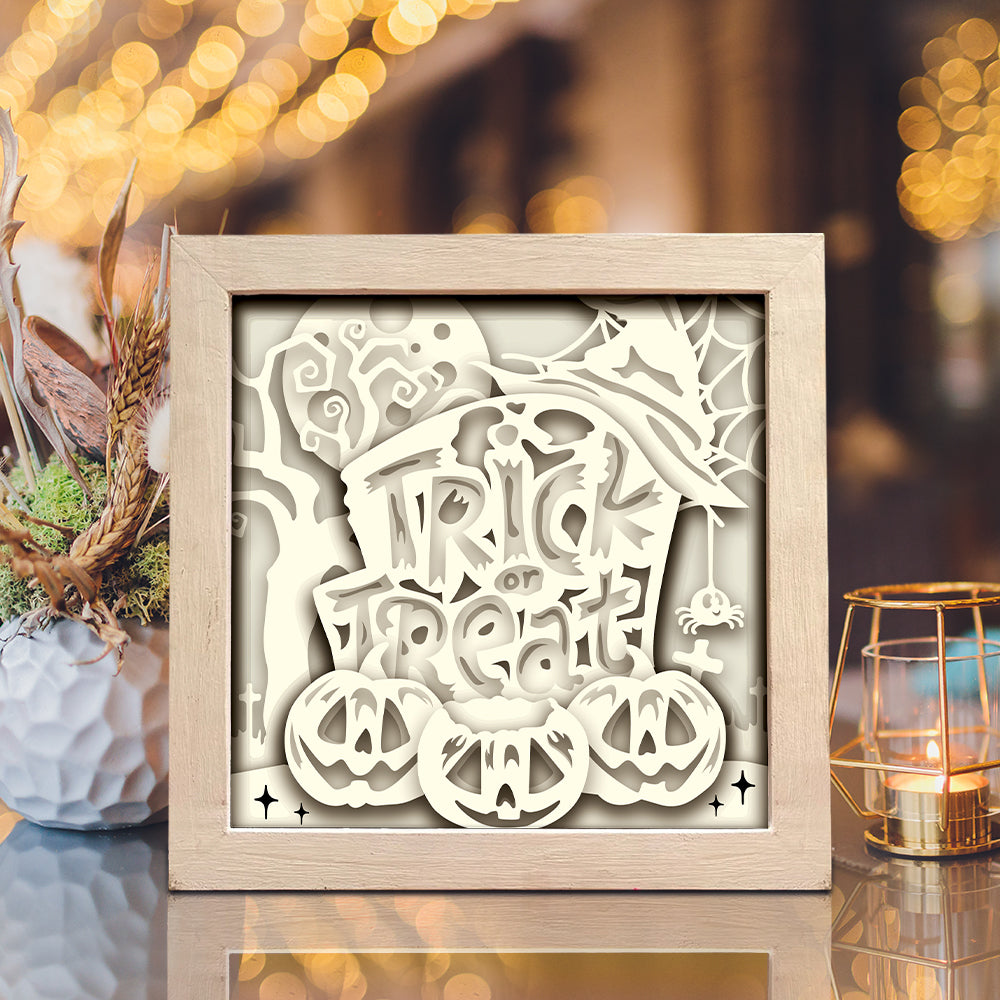 Trick Or Treat 2 – 3D Halloween Paper Cut Shadow Box File - Cricut File - (8x8 inches) - VEKTOR KRAFT