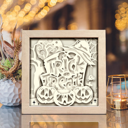 Trick Or Treat 2 – 3D Halloween Paper Cut Shadow Box File - Cricut File - (8x8 inches) - VEKTOR KRAFT