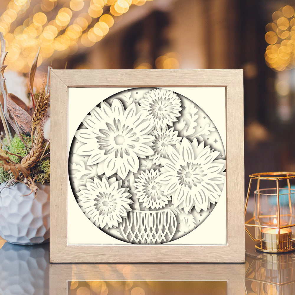 Chrysanthemum Vase – 3D Shadow Box SVG File for Cricut & Silhouette