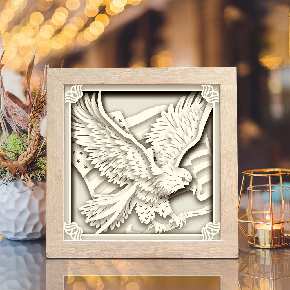 Eagle American Flag 4 – 3D Paper Cut Shadow Box File - Cricut File - (8x8 inches) - VEKTOR KRAFT