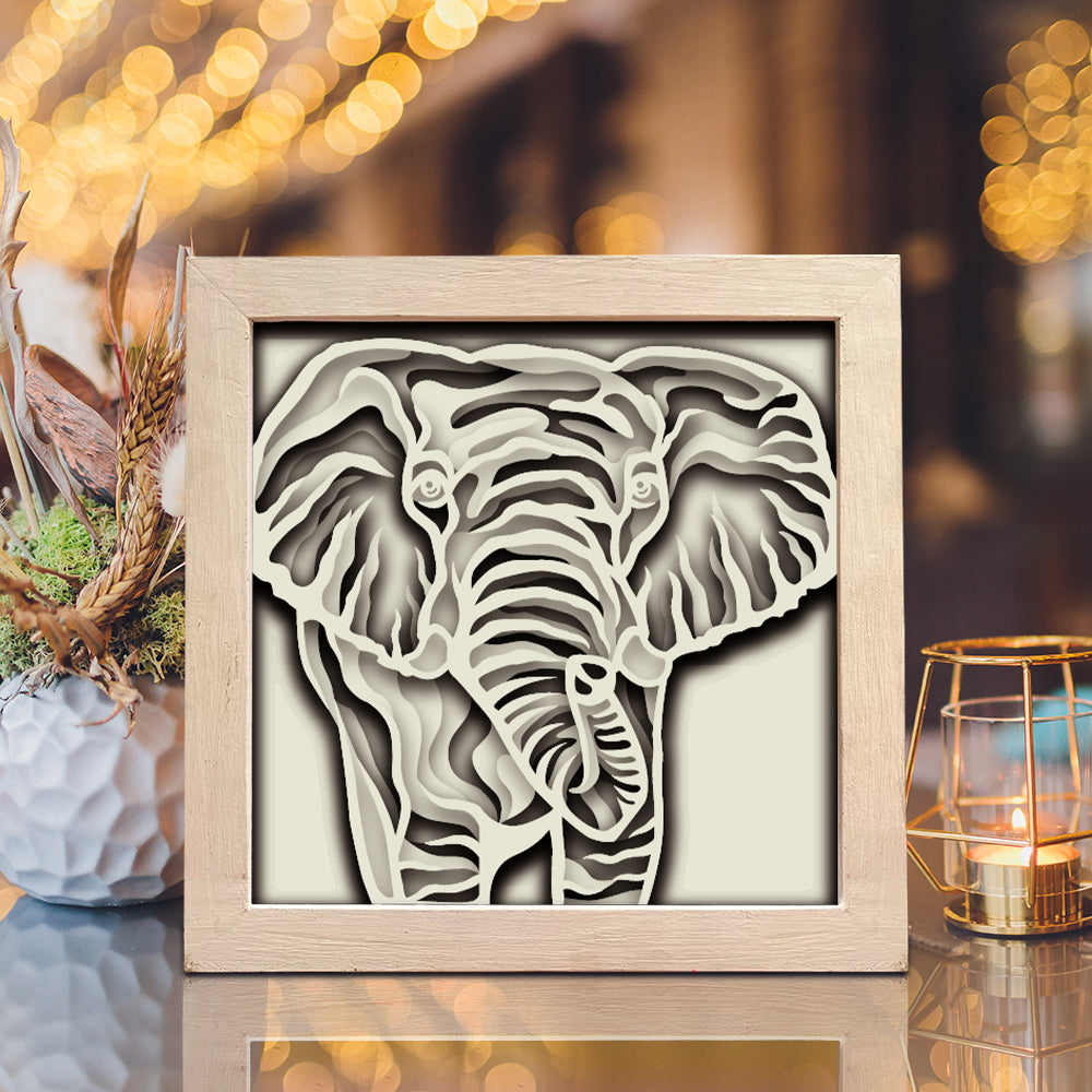 Colorful Elephant – 3D Shadow Box SVG File for Cricut & Silhouette