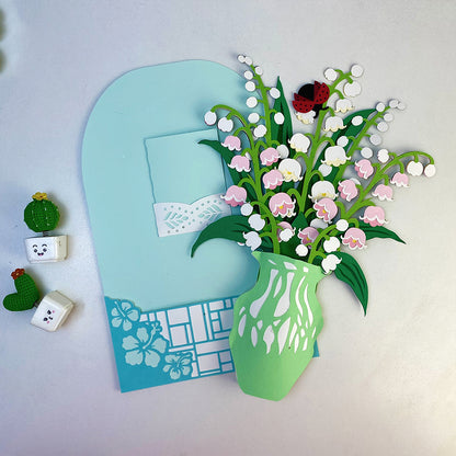 Flower Vase Lily Of The Valley – 3D Pop-Up Card SVG File for Cricut & Silhouette