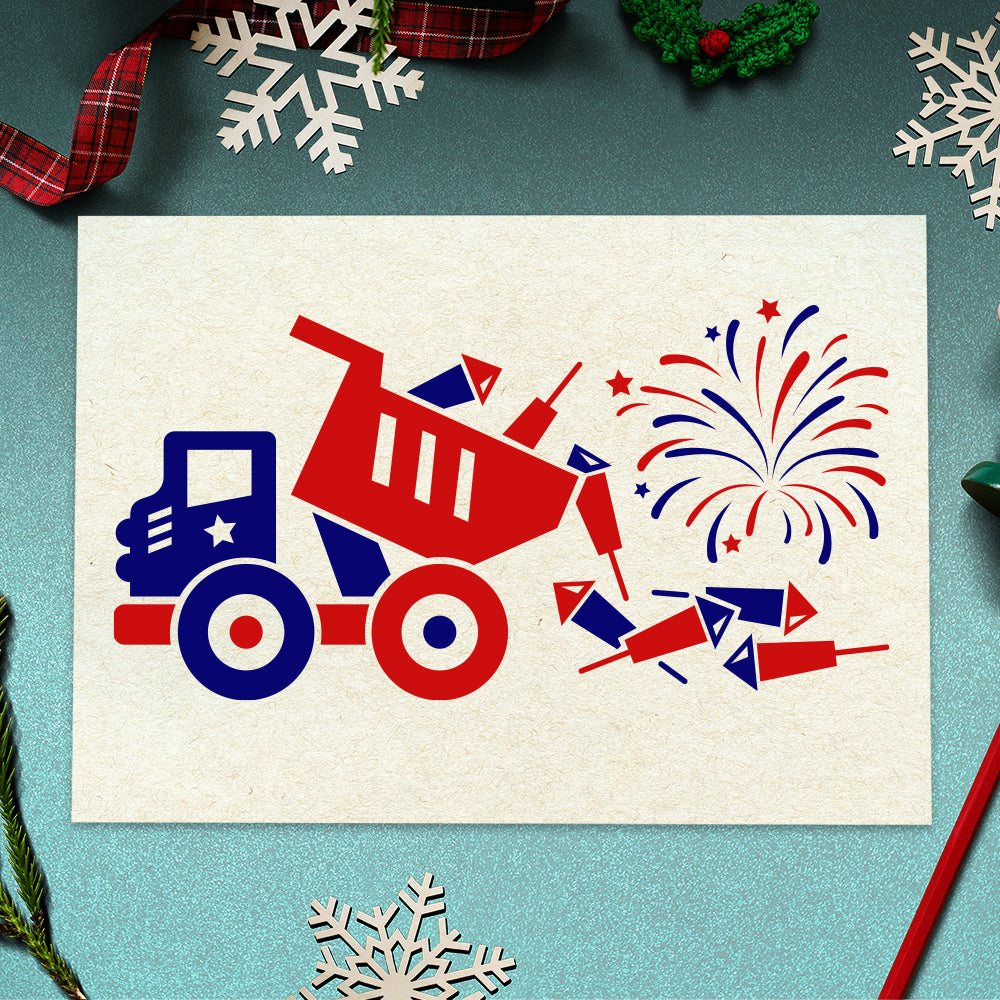 Happy 4th Of July Truck - Cricut File - VEKTOR KRAFT