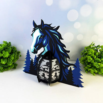 Horse 2 - 3D Animal Paper Cut Lantern File  - Cricut File  - VEKTOR KRAFT