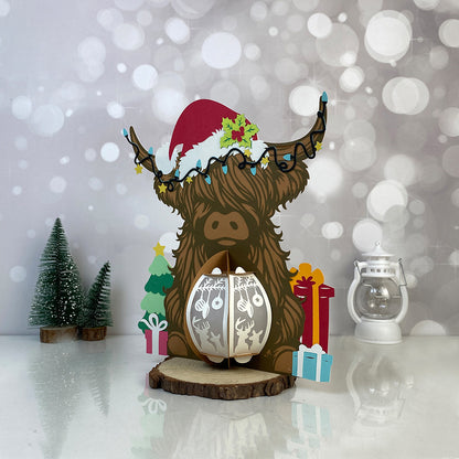 Highland Cow Christmas - 3D Christmas Lantern File - Cricut File  - VEKTOR KRAFT
