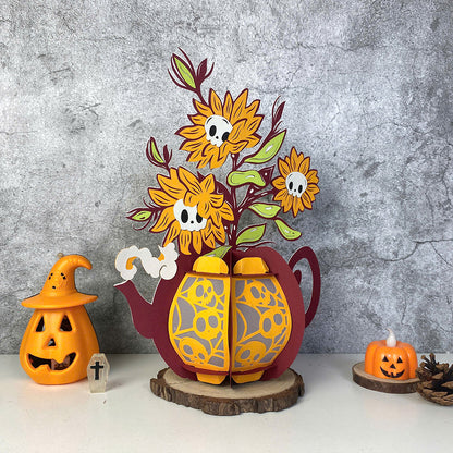 Kettle Flowers 4 - 3D Halloween Paper Lantern File - Cricut File  - VEKTOR KRAFT