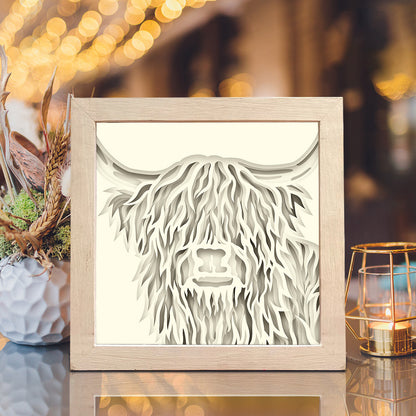 Colorful Highland Cow – 3D Shadow Box SVG File for Cricut & Silhouette