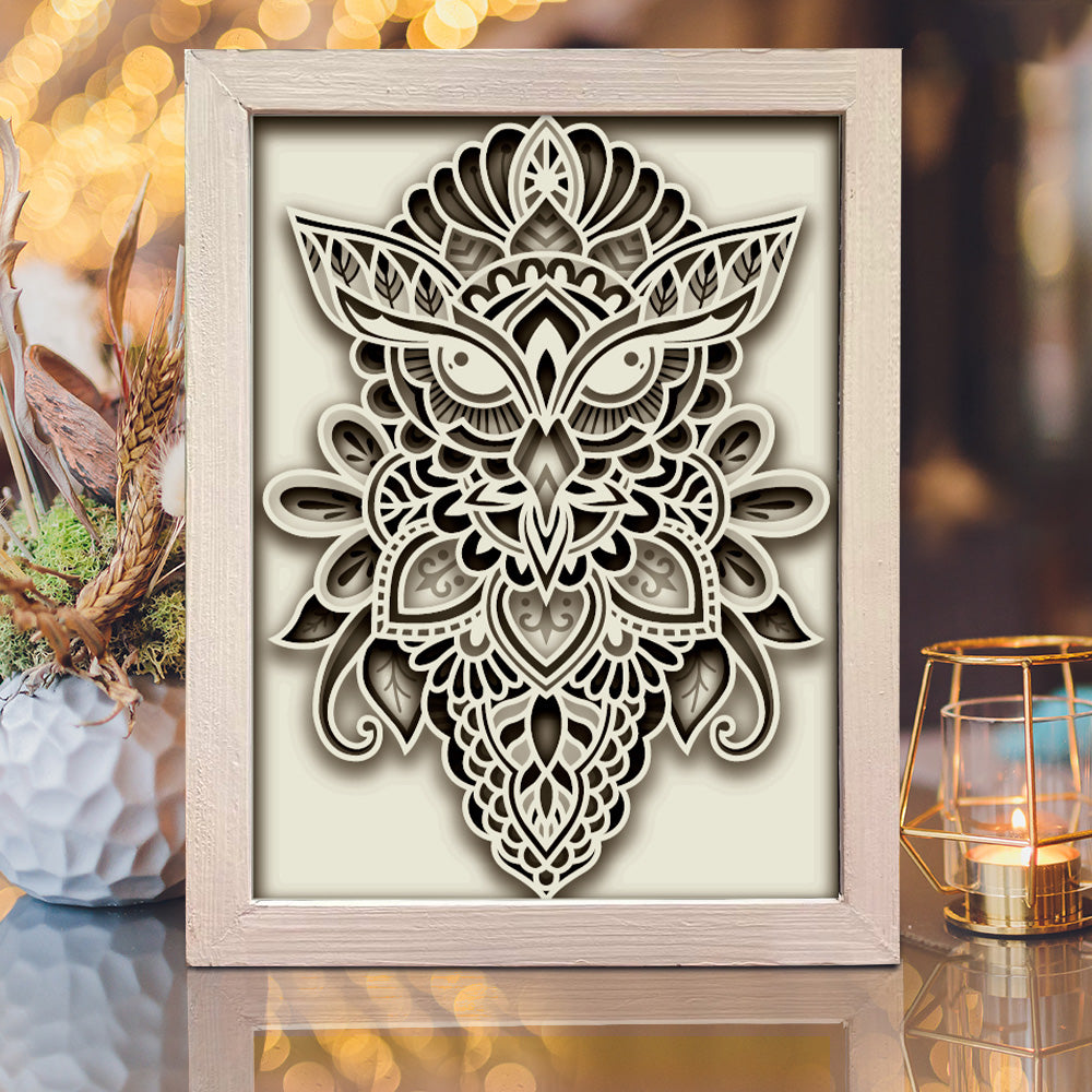 Owl Mandala 4 – 3D Shadow Box SVG File for Cricut & Silhouette