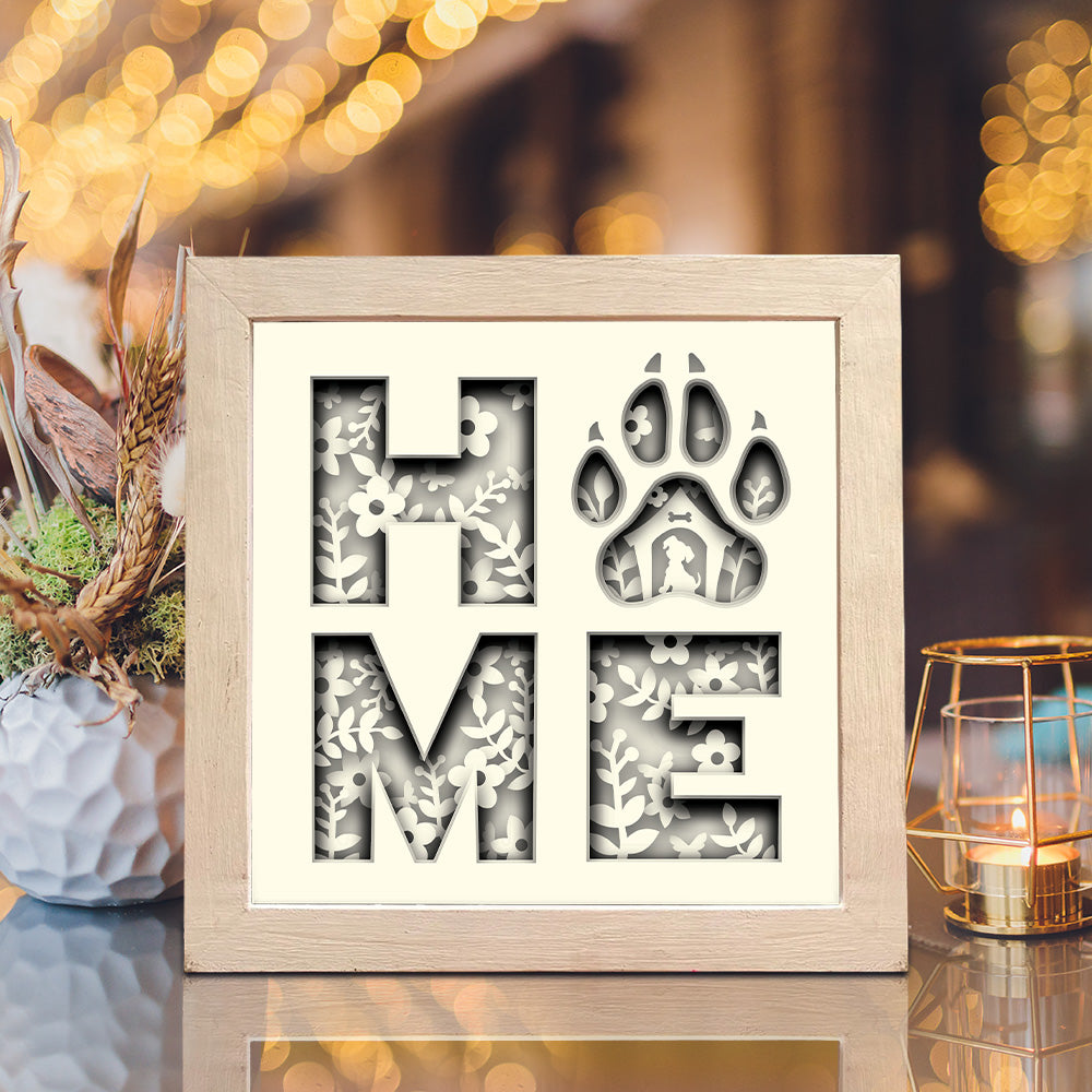Home Dog – 3D Paper Cut Shadow Box File - Cricut File - (8x8 inches) - VEKTOR KRAFT