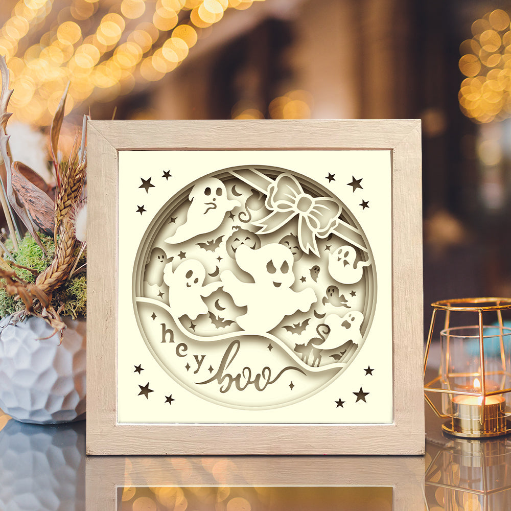 Halloween Hey Boo – 3D Shadow Box SVG File for Cricut & Silhouette