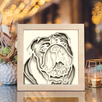 Colorful Bulldog – 3D Shadow Box SVG File for Cricut & Silhouette