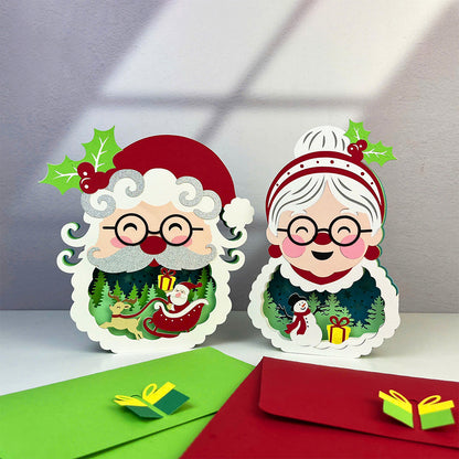 Pack 2 Santa and Mrs. Claus – 3D Pop-Up Card SVG File for Cricut & Silhouette