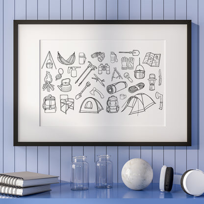 Camping Doodle Set – 3D Lightbox SVG File for Cricut & Silhouette