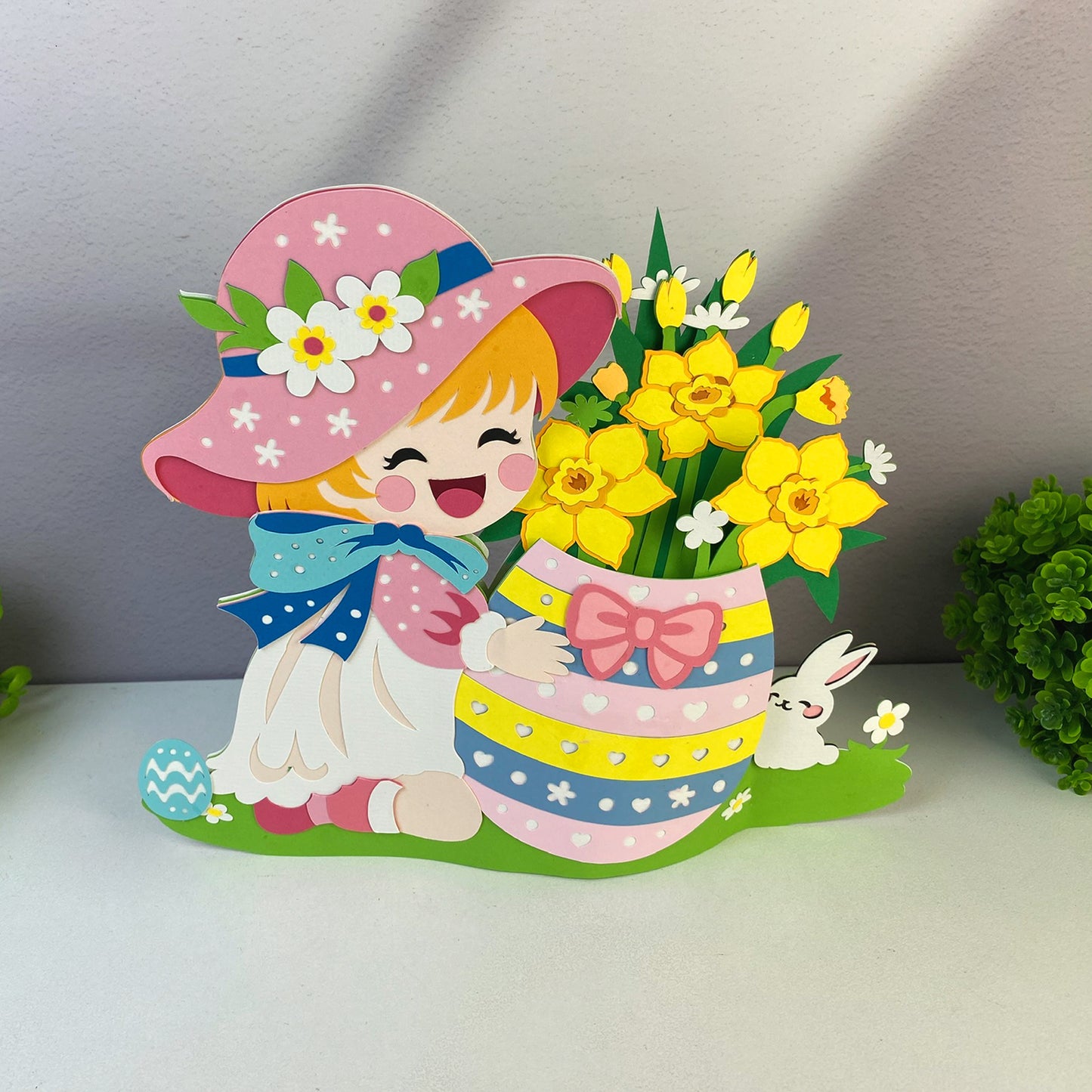 Girl Hugging An Egg – 3D Pop-Up Card SVG File for Cricut & Silhouette