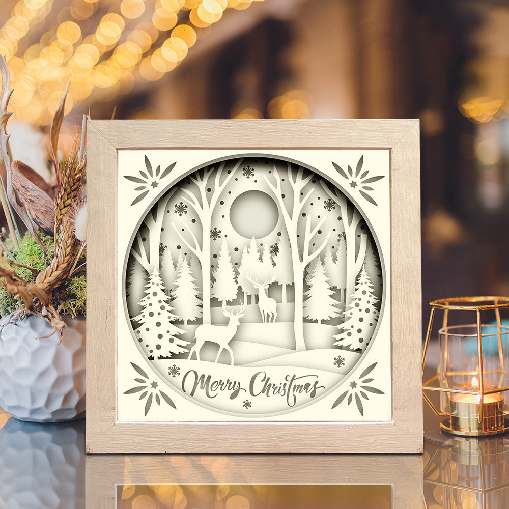 Merry Christmas Deer 2 – 3D Shadow Box SVG File for Cricut & Silhouette