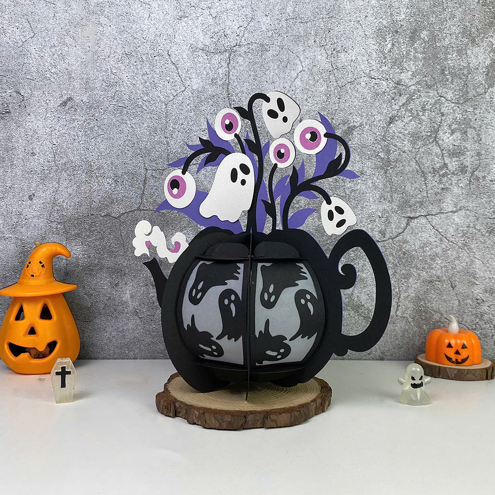 Kettle Flowers 5 - 3D Halloween Paper Lantern File - Cricut File  - VEKTOR KRAFT