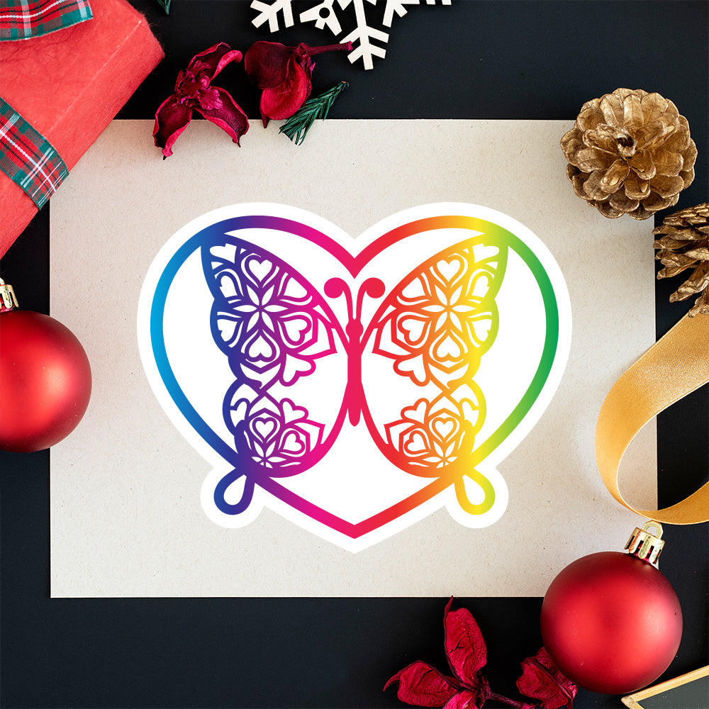 Heart Butterfly Spectrum Stickers - Cricut File - VEKTOR KRAFT