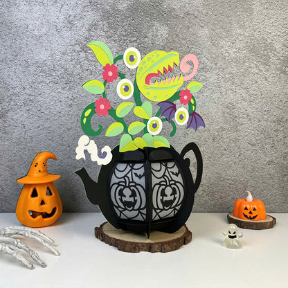 Kettle Flowers 3 - 3D Halloween Paper Lantern File - Cricut File  - VEKTOR KRAFT
