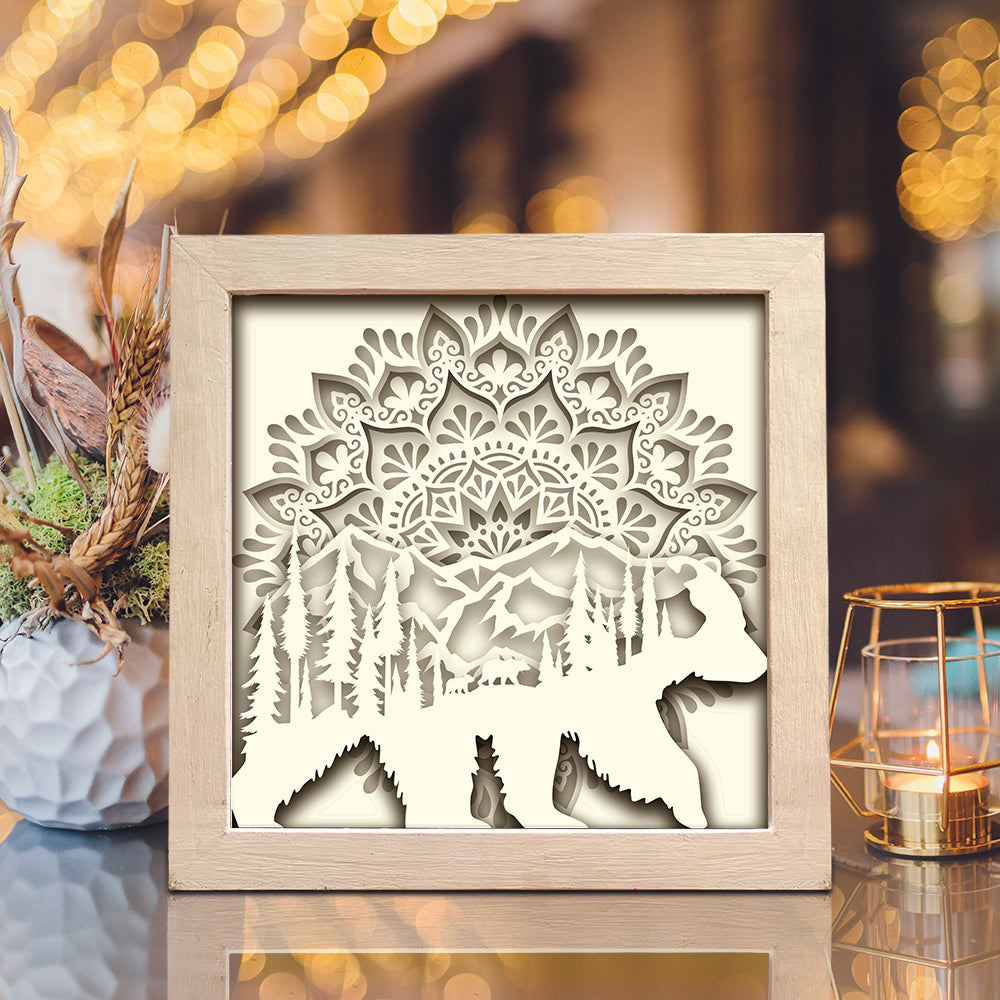 Mountain Bear – 3D Paper Cut Shadow Box File - Cricut File - (8x8 inches) - VEKTOR KRAFT