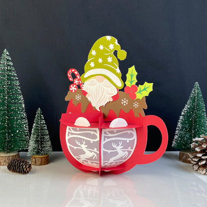 Hot Cocoa Gnome - 3D Christmas Lantern File - Cricut File  - VEKTOR KRAFT