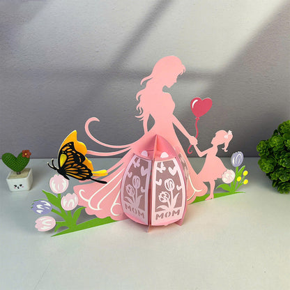 Mom And Daughter - 3D Paper Cut Lantern File  - Cricut File  - VEKTOR KRAFT