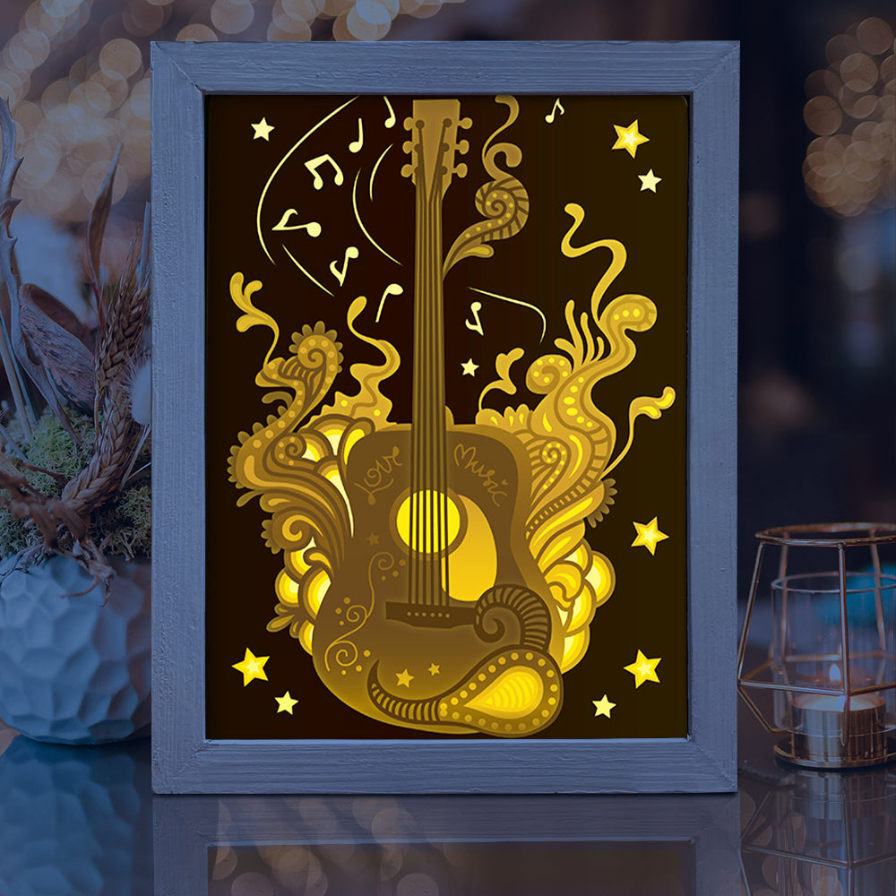 Guitar – 3D Lightbox SVG File for Cricut & Silhouette