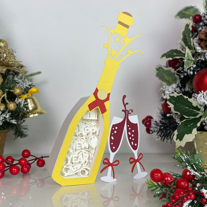 Happy New Year – 3D Champagne Box  File - Cricut File - VEKTOR KRAFT