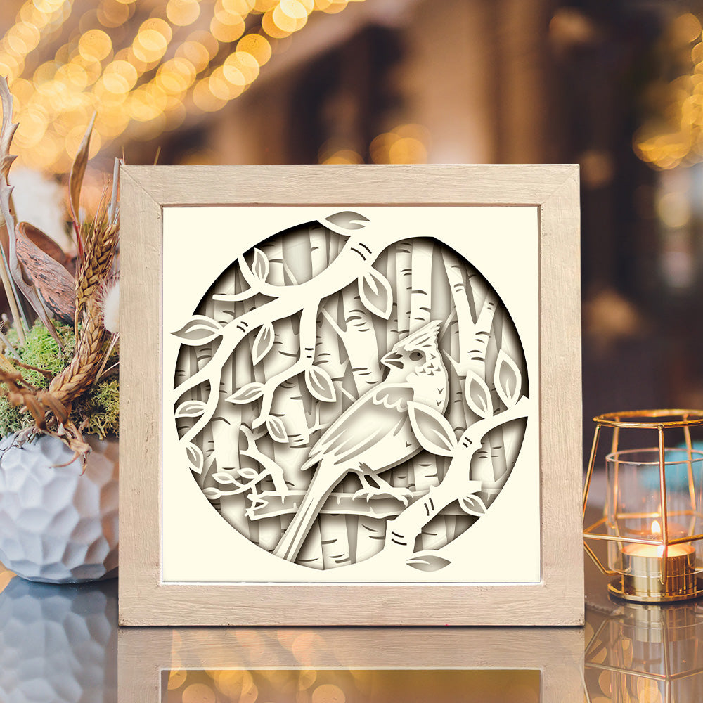 Cardinal In Forest – 3D Shadow Box SVG File for Cricut & Silhouette