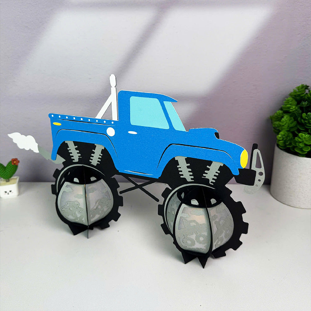 Monster Truck - 3D Paper Cut Lantern File  - Cricut File  - VEKTOR KRAFT