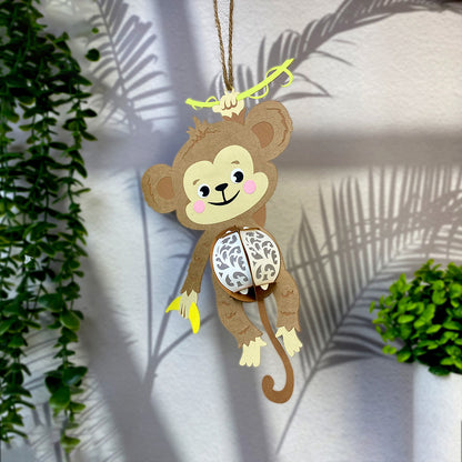 Monkey - 3D Animal Paper Cut Lantern File  - Cricut File  - VEKTOR KRAFT