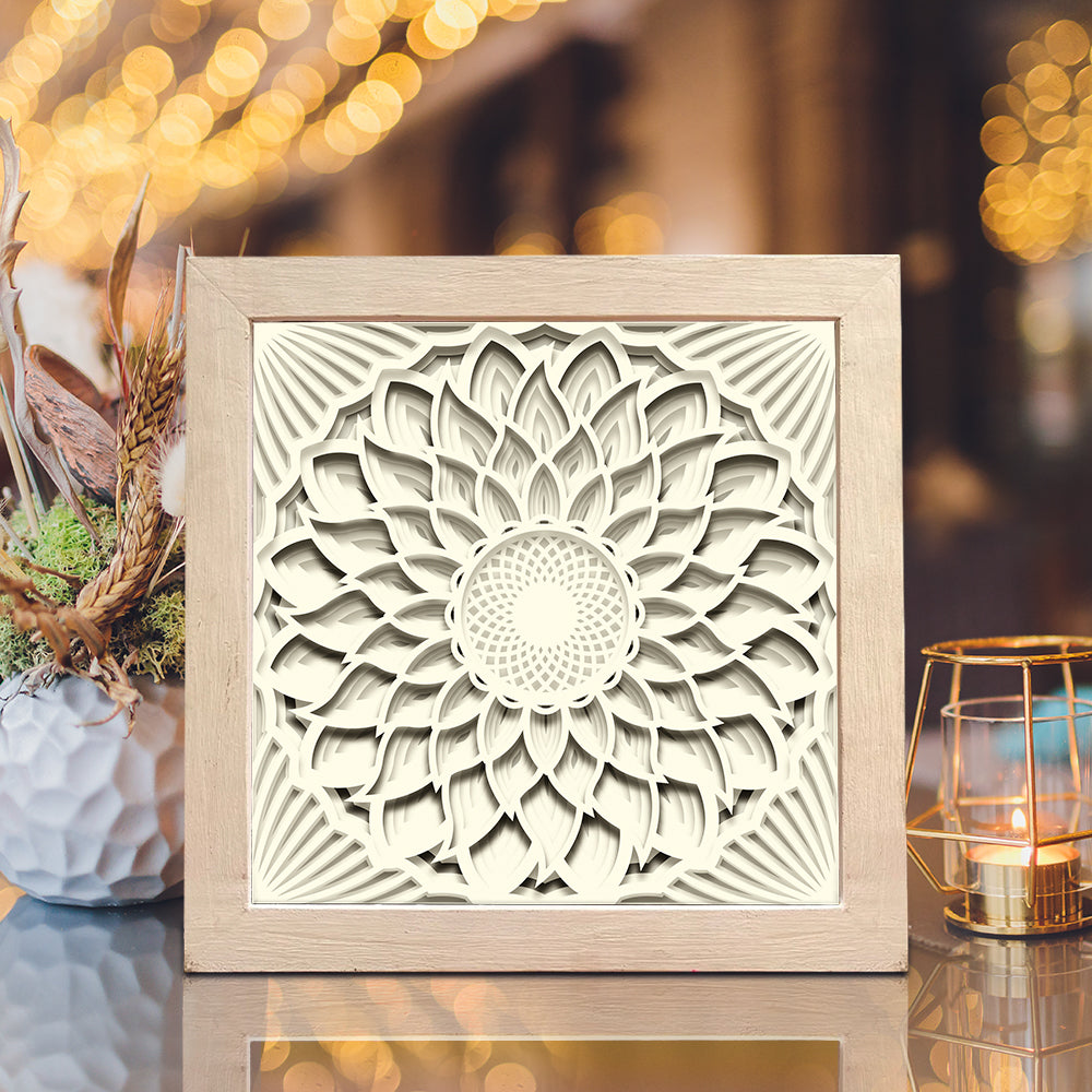 Mandala Sunflower – 3D Paper Cut Shadow Box File - Cricut File - (8x8 inches) - VEKTOR KRAFT