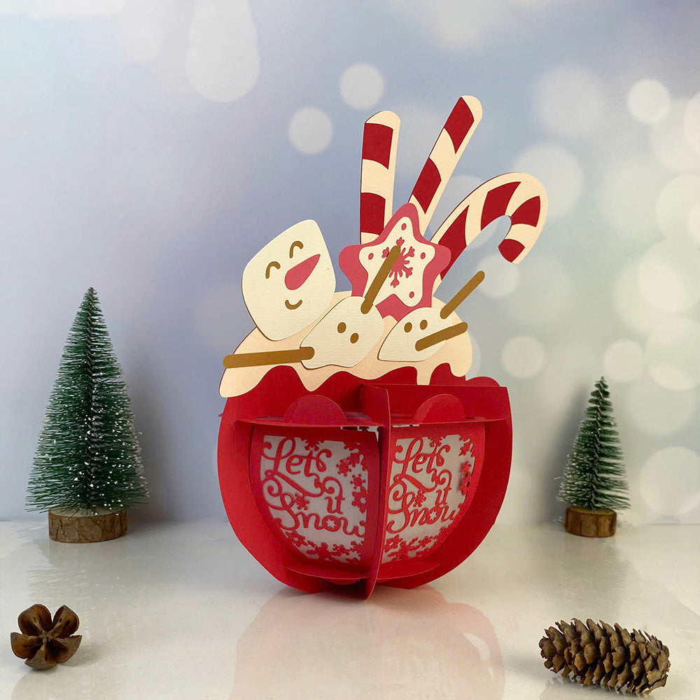 Hot Cocoa Snowman - 3D Christmas Lantern File - Cricut File  - VEKTOR KRAFT