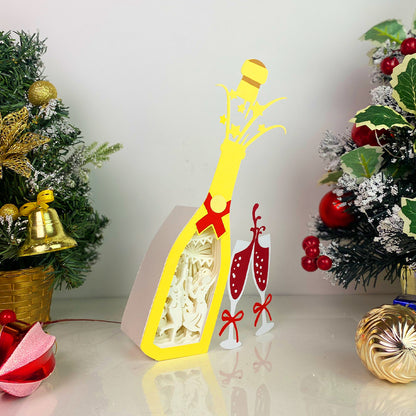 New Year Party – 3D Champagne Box  File - Cricut File - VEKTOR KRAFT