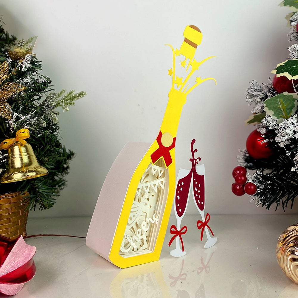 Cheers – 3D Champagne Box  File - Cricut File - VEKTOR KRAFT