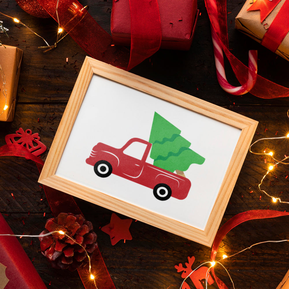 Christmas Tree Red Truck - Christmas Cricut File - VEKTOR KRAFT