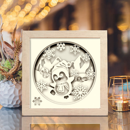 Penguin 2 – 3D Christmas Paper Cut Shadow Box File - Cricut File - (8x8 inches) - VEKTOR KRAFT