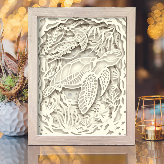 Sea Turtle 2 – 3D Animal Paper Cut Shadow Box File - Cricut File - (8x10 inches) - VEKTOR KRAFT