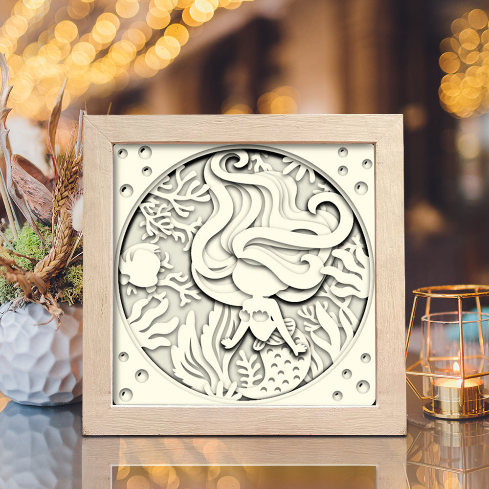 Mermaid 8 – 3D Paper Cut Shadow Box File  - Cricut File - (8x8 inches) - VEKTOR KRAFT