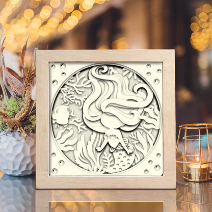 Mermaid 8 – 3D Paper Cut Shadow Box File  - Cricut File - (8x8 inches) - VEKTOR KRAFT