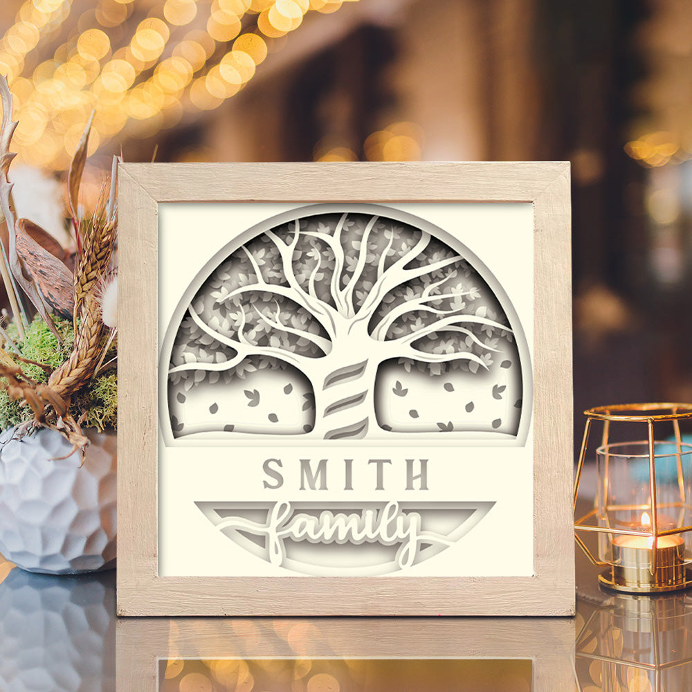 Customizable Family Tree – 3D Shadow Box SVG File for Cricut & Silhouette