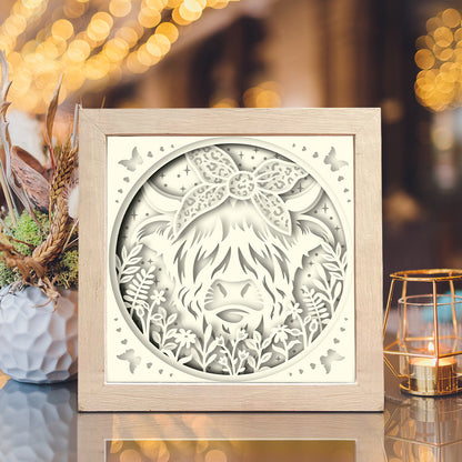 Highland Cow – 3D Shadow Box SVG File for Cricut & Silhouette