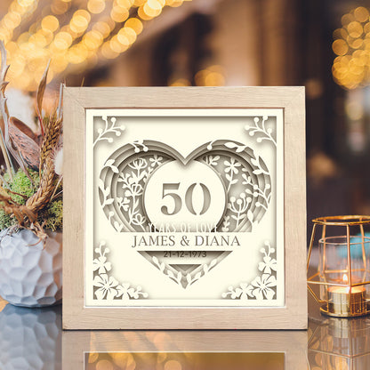 Customizable Wedding Anniversary – 3D Shadow Box SVG File for Cricut & Silhouette