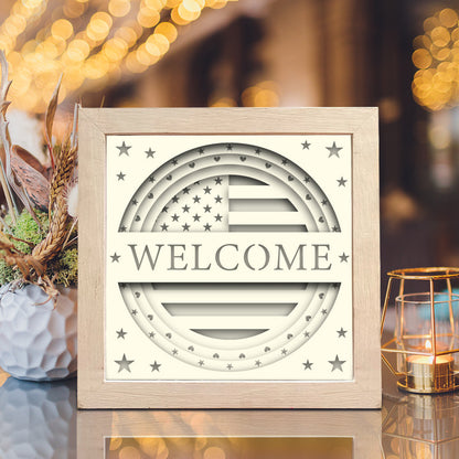 America Welcome – 3D Paper Cut Shadow Box File - Cricut File - (8x8 inches) - VEKTOR KRAFT