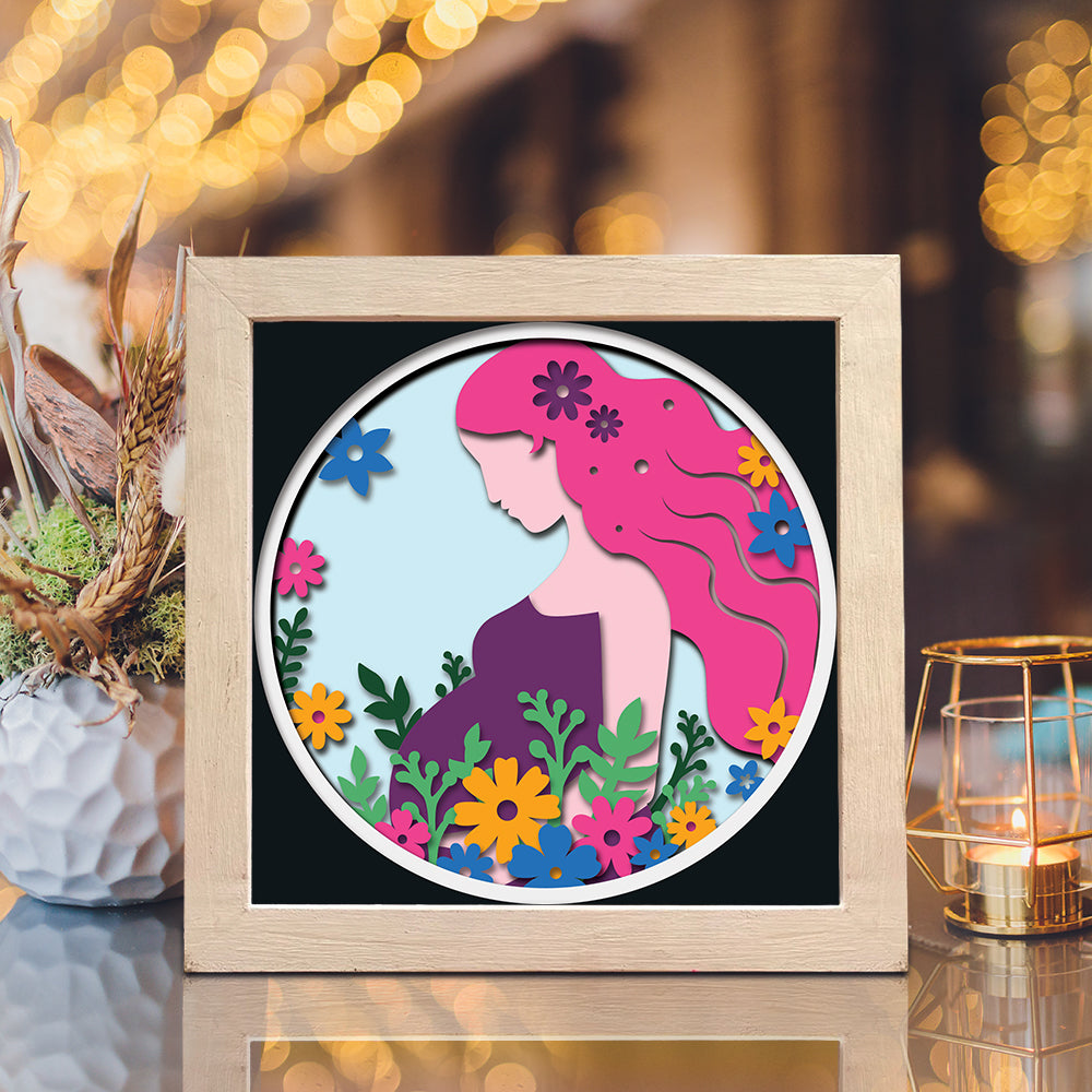 Pregnancy Mother – 3D Paper Cut Shadow Box File - Cricut File - (8x8 inches) - VEKTOR KRAFT