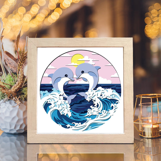 Dolphins – 3D Shadow Box SVG File for Cricut & Silhouette
