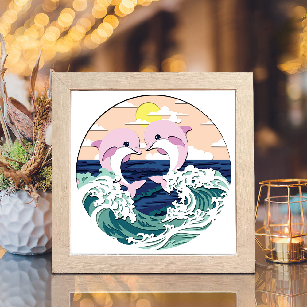 Dolphins – 3D Shadow Box SVG File for Cricut & Silhouette