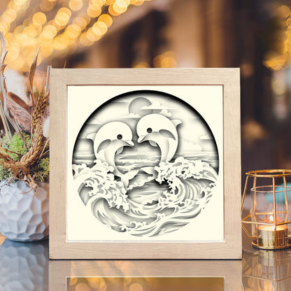 Dolphins – 3D Shadow Box SVG File for Cricut & Silhouette